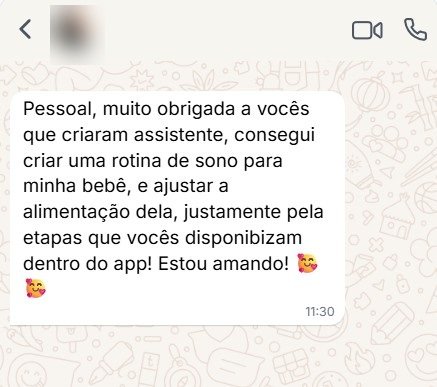Feedback real de cliente do Assistente da Mamãe
